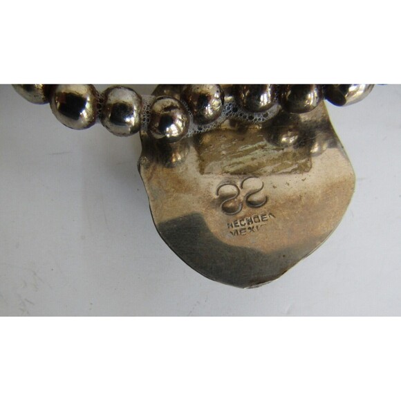 Vintage 925 Mexican Sterling Silver Green Onyx Statement Necklace 23” 113g - Picture 7 of 8